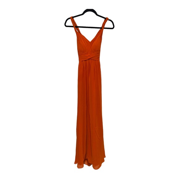 Azazie Dresses Azazie Rust Orange Chiffon Bridesmaid Dress V